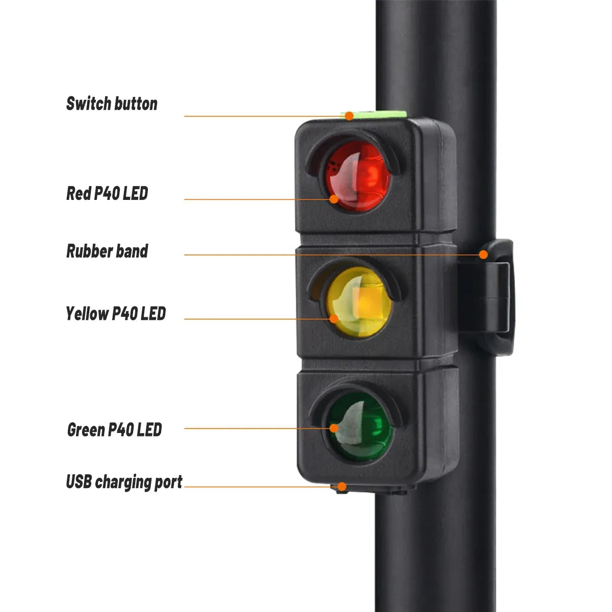 1-Piece USB-Rechargeable Three-Colour Bicycle Tail Light