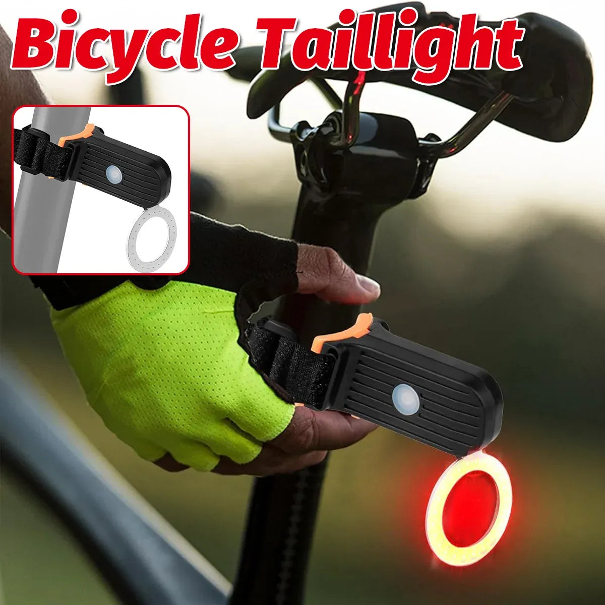 1-Piece USB-Rechargeable Circular Bicycle Tail Light
