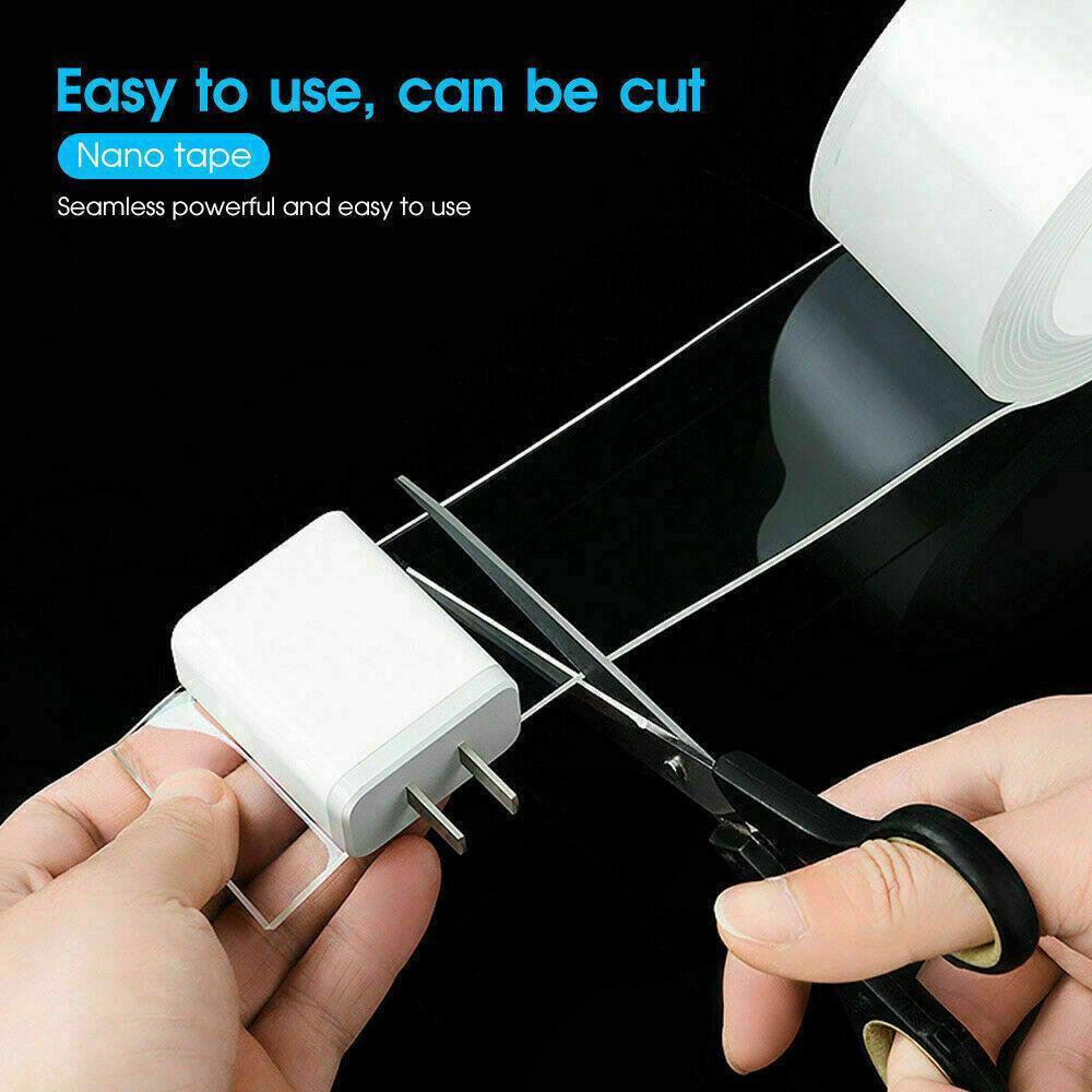 Double Sided Nano Tape Transparent Reusable Adhesive Gel Grip for Home Office - 5cm*3m*1mm (1 Unit)