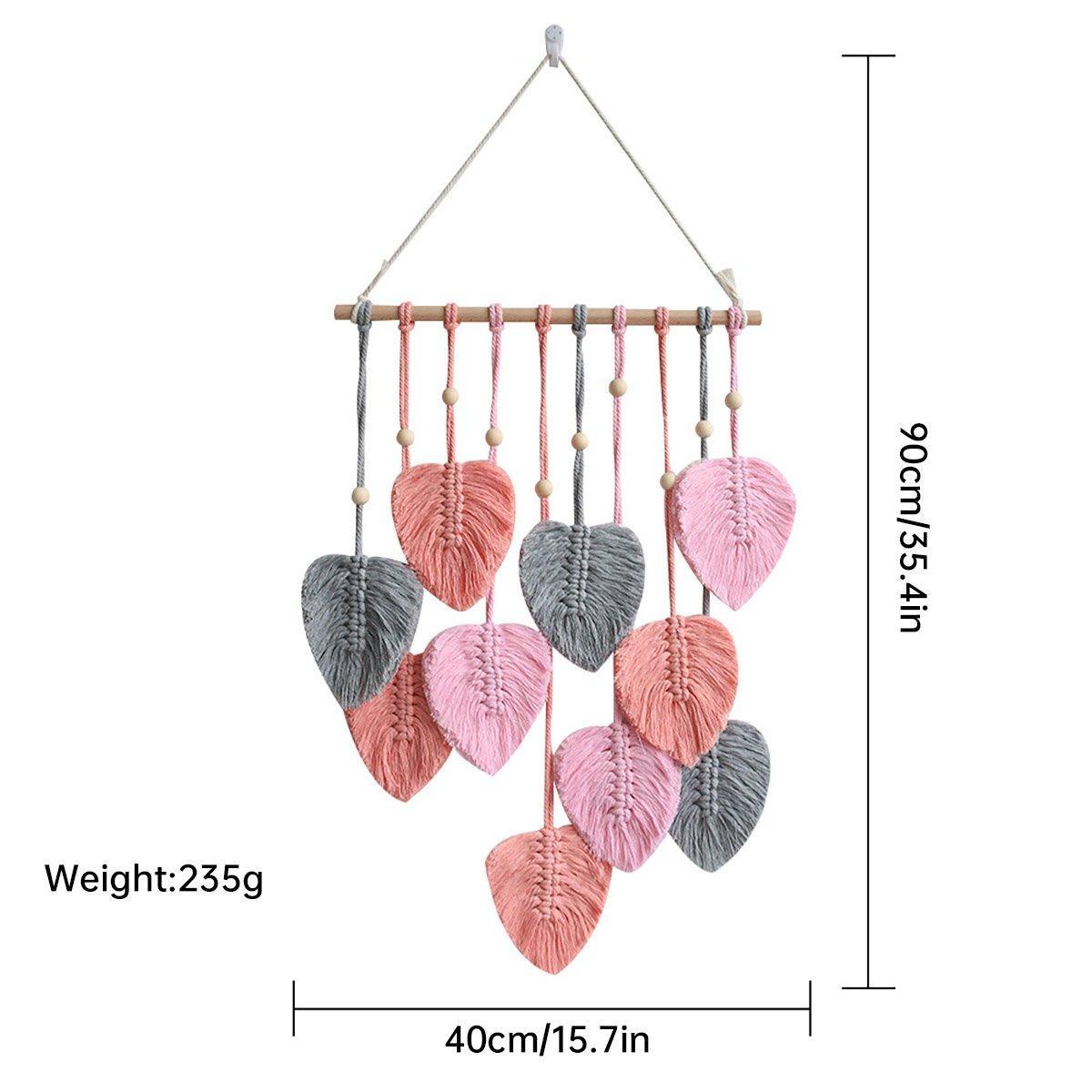 Handmade Braided Cotton Rope Leaves Wall Hanging Home Decoration Ornament - Khaki