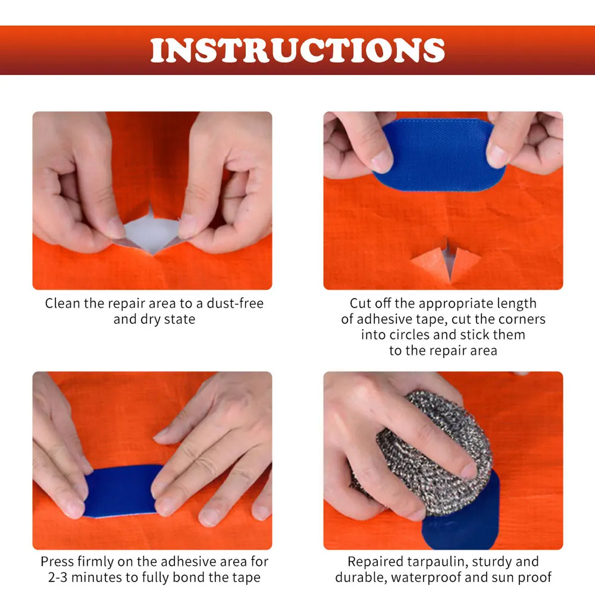 High Adhesive Tarpaulin Repair Tape Tent Awning Fix Patch Waterproof Universal - Blue - 8cm x 5m