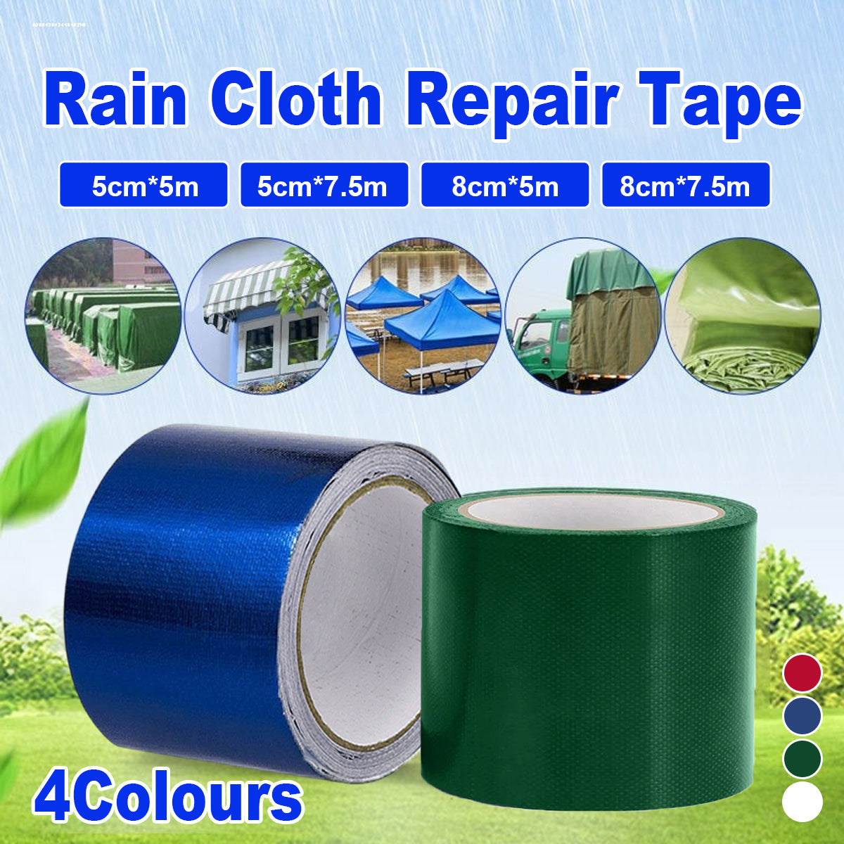 High Adhesive Tarpaulin Repair Tape Tent Awning Fix Patch Waterproof Universal - Red - 8cm x 7.5m
