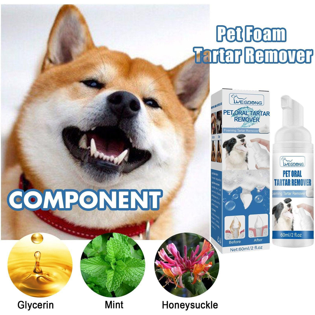 Pet Tartar Remover for Yellow Teeth Bad Breath Cleaning Foam Oral Care Cleaner