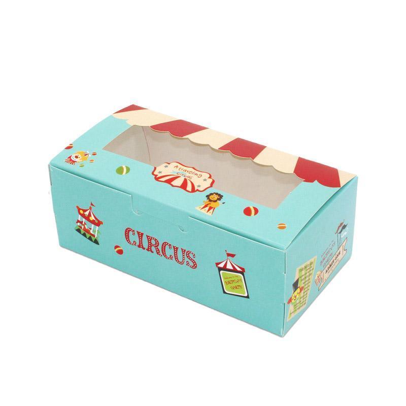 50PCS Set of 2 Premium Cake Packaging Boxes Clear Window Food Grade Cardboard - Circus-50pcs