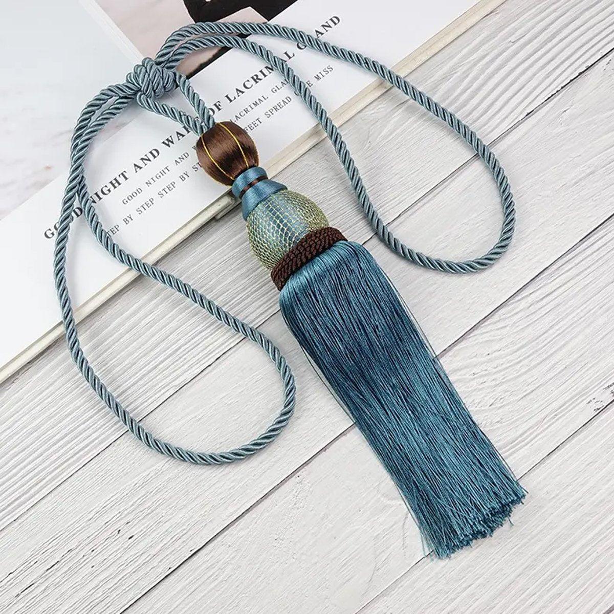 1pair Curtain Tiebacks Hanging Balls Tassel Rope Decorative Curtain Holders - Purple