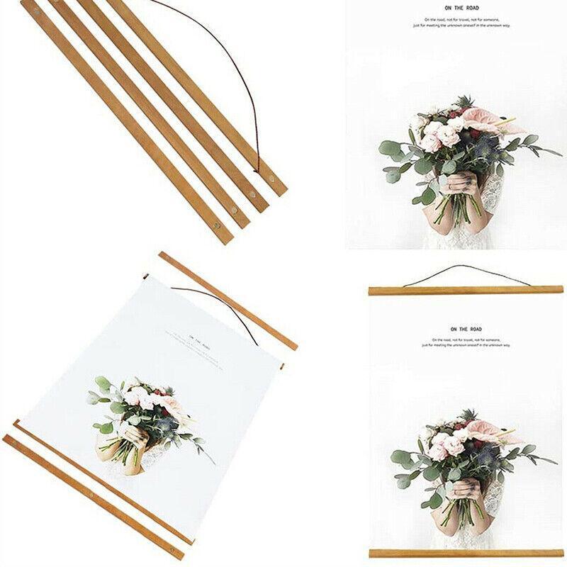 Teak Wooden Poster Frame 31–61cm Wall Art Scroll Hanger Picture Frame Clamp Holder - 51CM