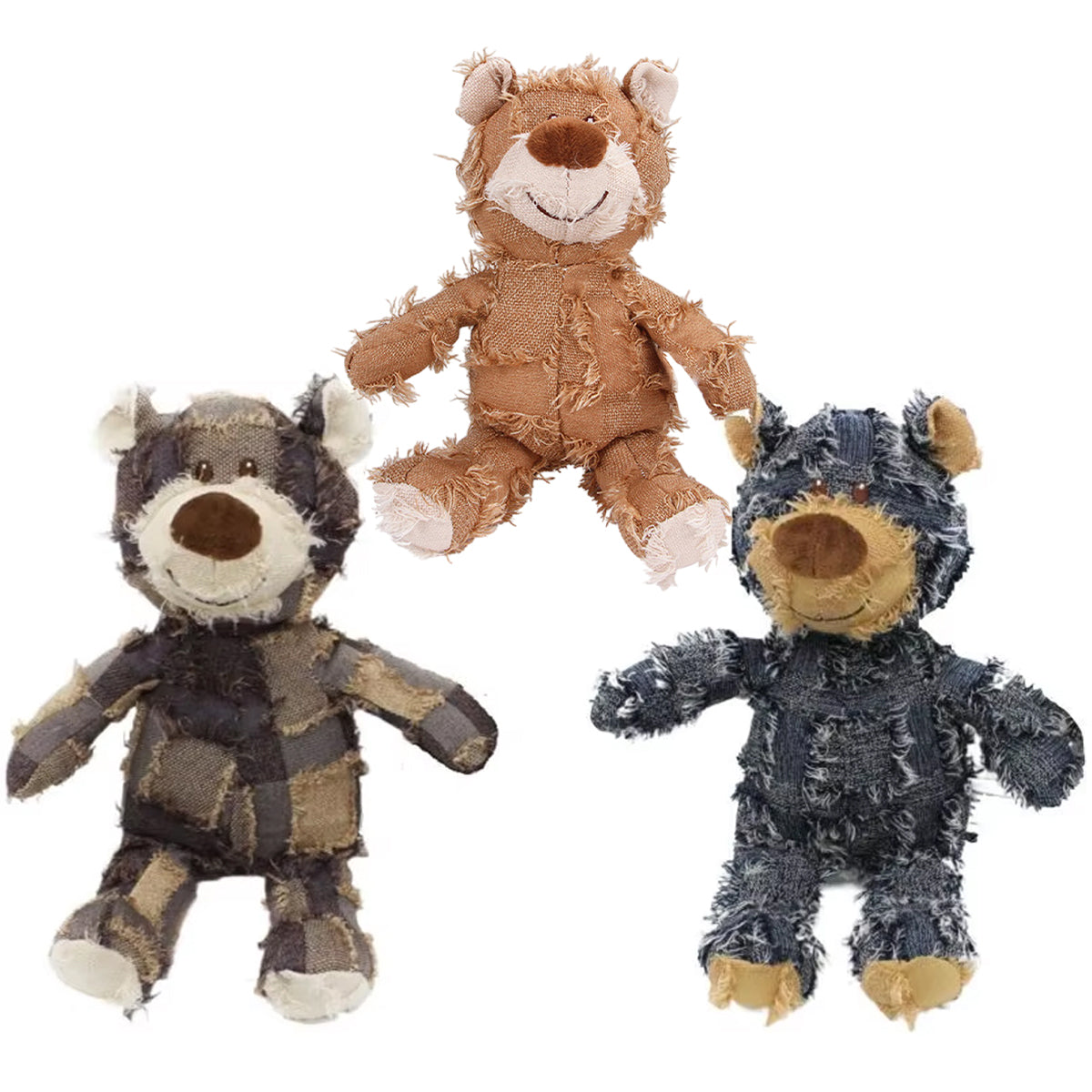 Puppy Squeaky Plush Toy Small Dog Chew Soft Bear Pet Companion - Brown-22cm