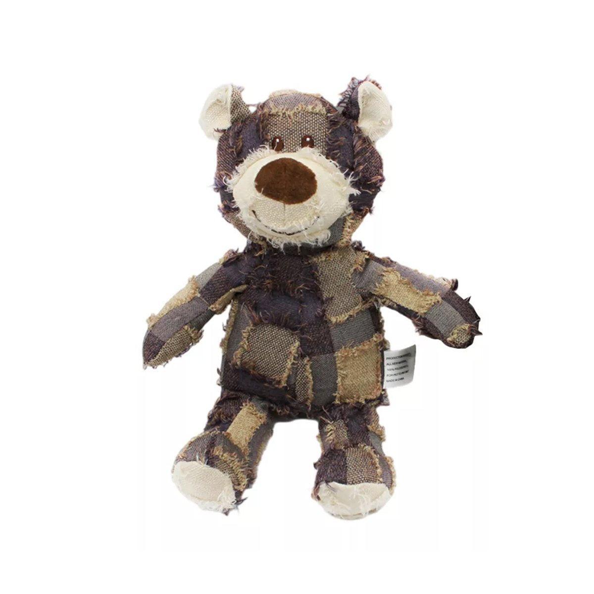 Puppy Squeaky Plush Toy Small Dog Chew Soft Bear Pet Companion - Brown-22cm