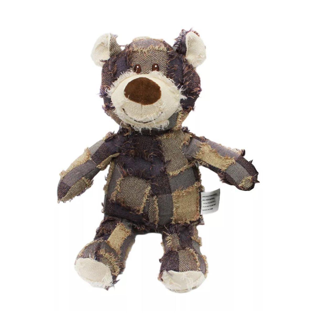 Puppy Squeaky Plush Toy Small Dog Chew Soft Bear Pet Companion - Brown-22cm