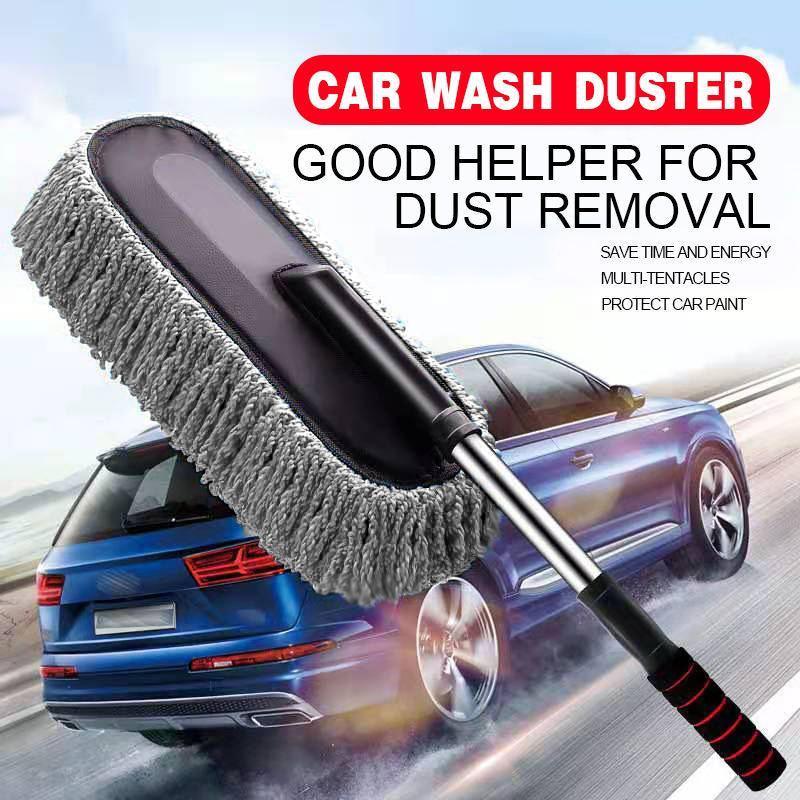 Car Wash Duster Brush Microfiber Telescopic Cleaning Tool for Vehicle Detailing