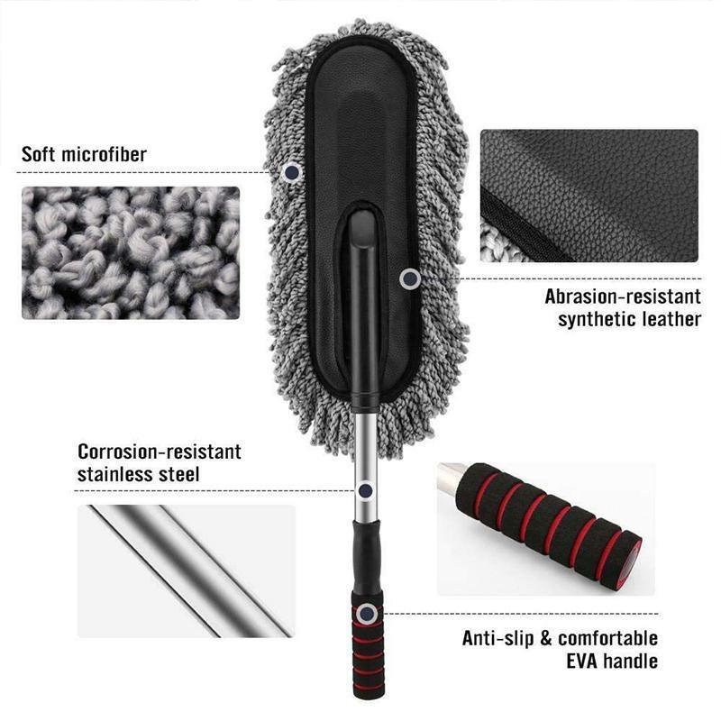 Car Wash Duster Brush Microfiber Telescopic Cleaning Tool for Vehicle Detailing