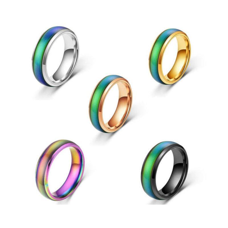 Mood Colour Changing Temperature Ring for Emotional Expression US Size 12 - Black
