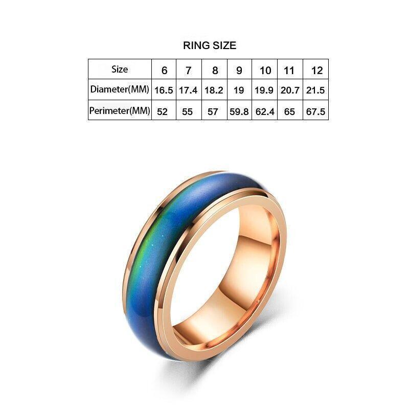 Mood Colour Changing Ring Temperature Sensitive Stainless Steel US Size 8 - Gold