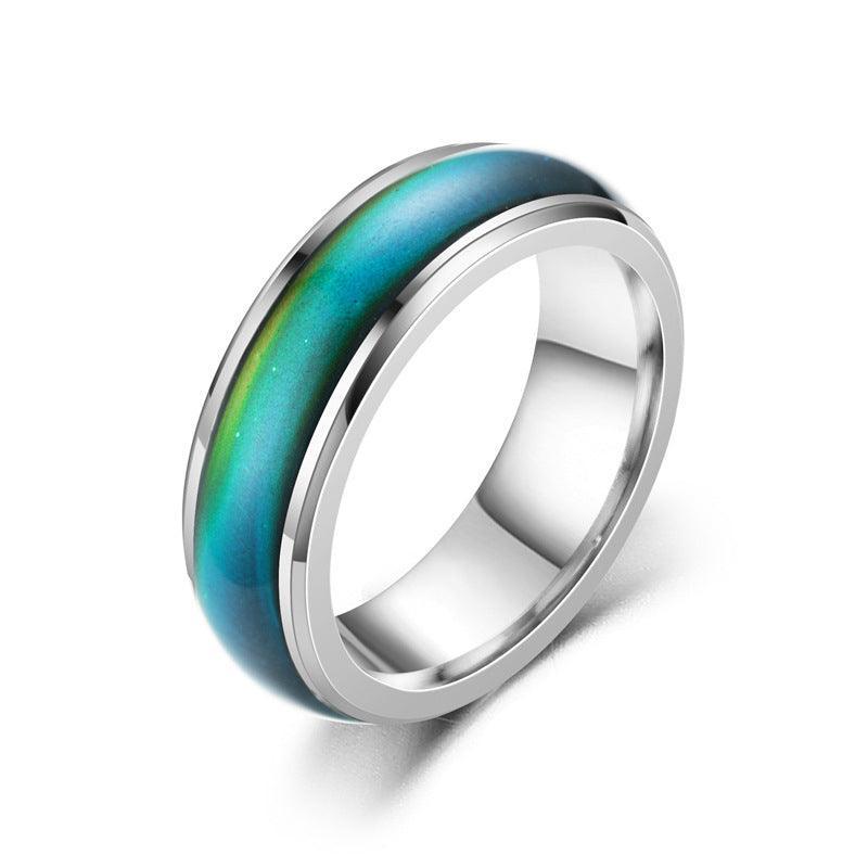 Mood Colour Changing Temperature Ring for Emotional Expression US Size 12 - Silver