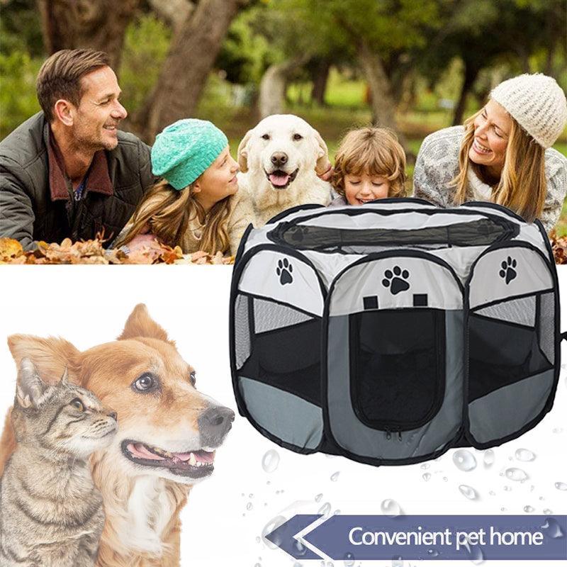 8 Panel Pet Tent Playpen Dog Cat Play Pen Bags Kennel Portable Puppy Crate - L (91X91X58CM)