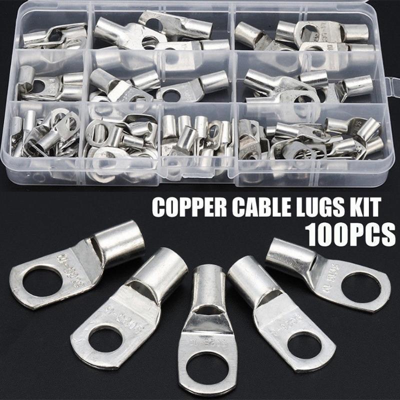 240Pcs 4WD Cable Lug Ring Battery Copper Tube Connector Kits Terminal Crimper - 240X SC4-SC25 Cable Lug Kits+Heat Shrink Tube
