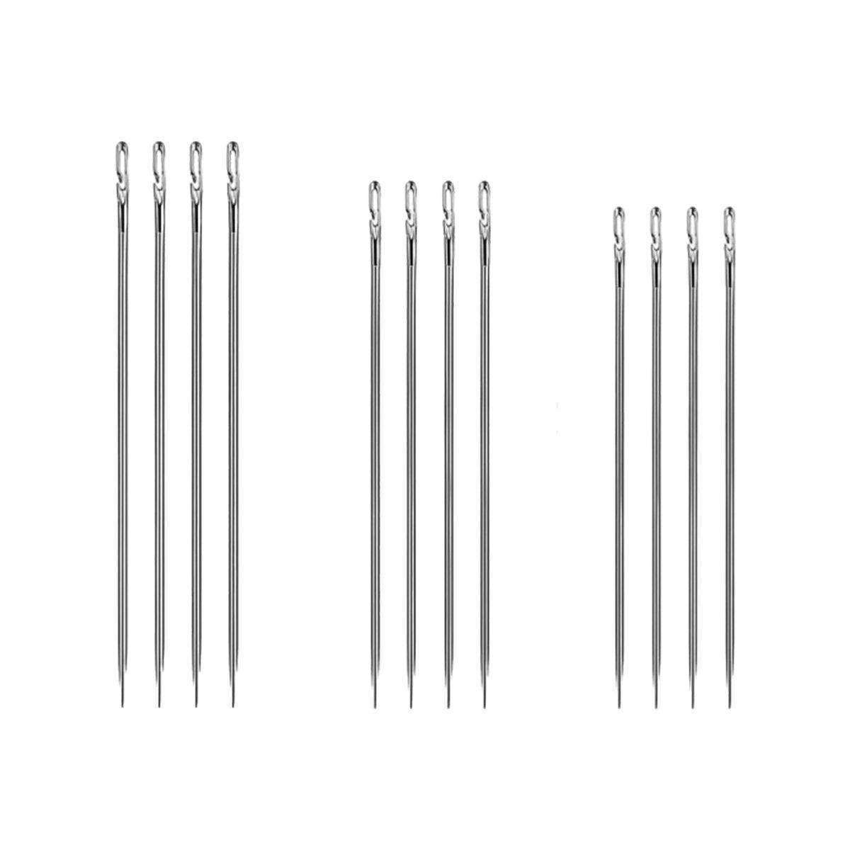 12PCS Easy Self Threading Hand Sewing Needles Assorted Sizes for DIY Stitching