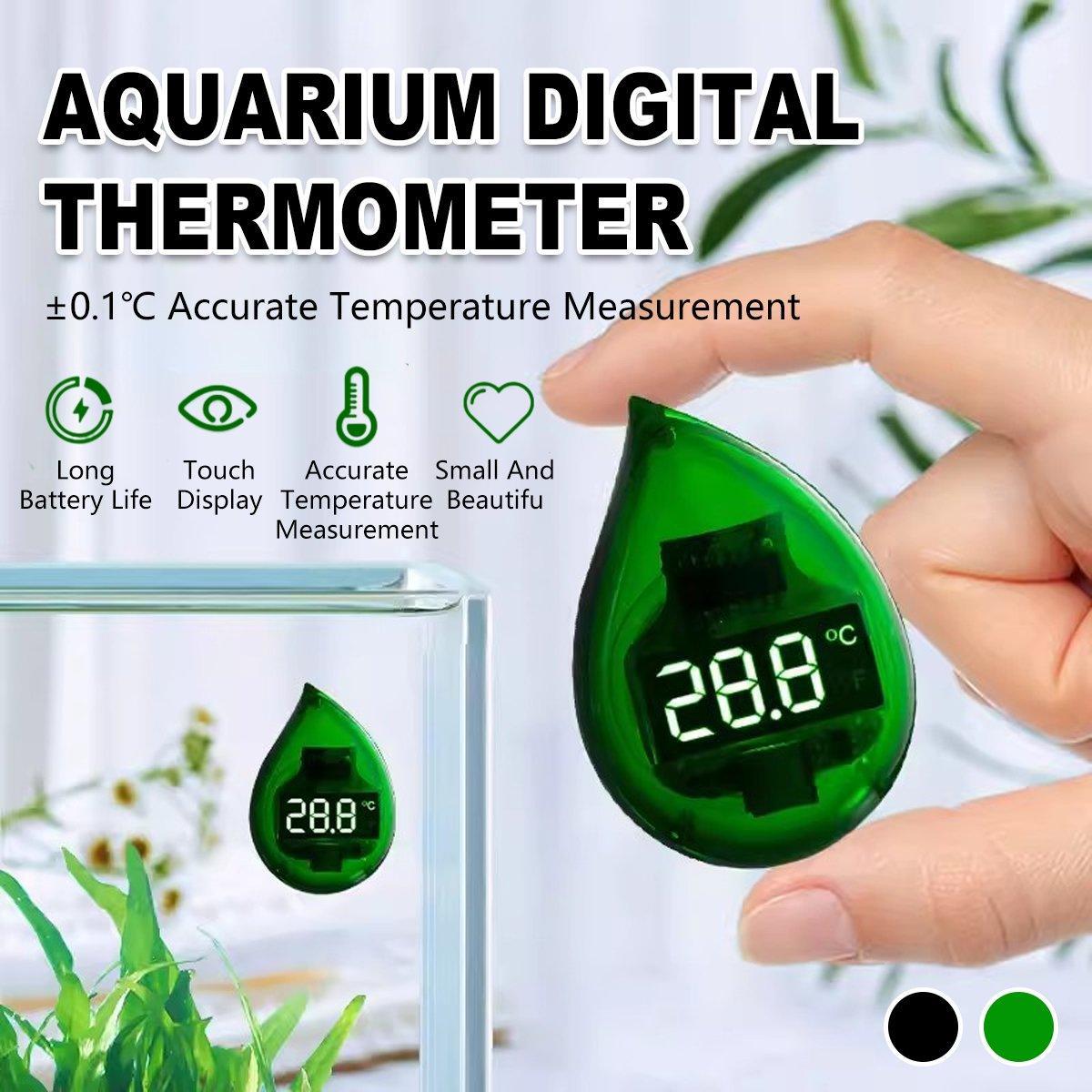Mini Digital Fish Tank Thermometer High Precision Aquarium Temperature Gauge - Black