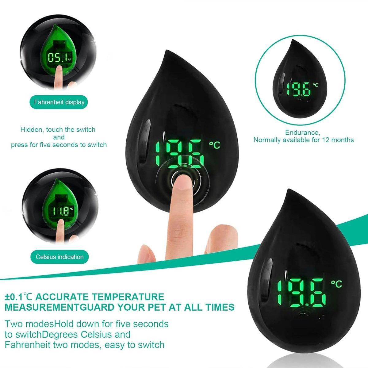 Mini Digital Fish Tank Thermometer High Precision Aquarium Temperature Gauge - Black