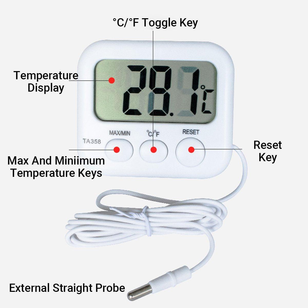 Digital Thermometer with Probe for Refrigerator Fish Tank Aquarium Temperature