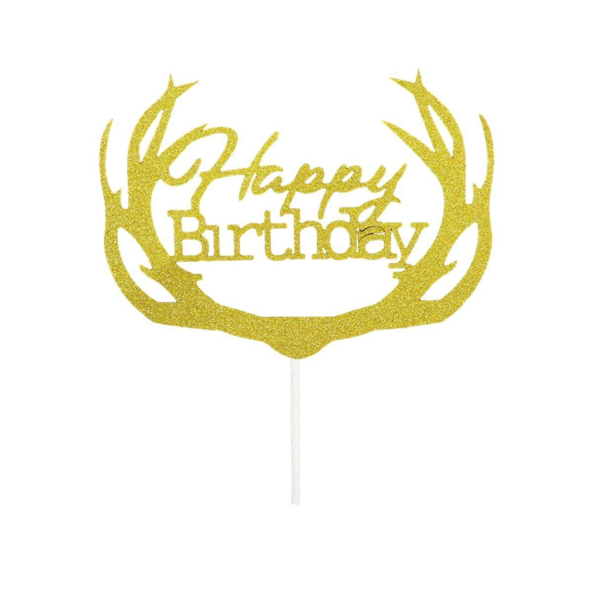 Happy Birthday Cake Topper Colour Printed Acrylic Party Decorations - Blue-Thin Line