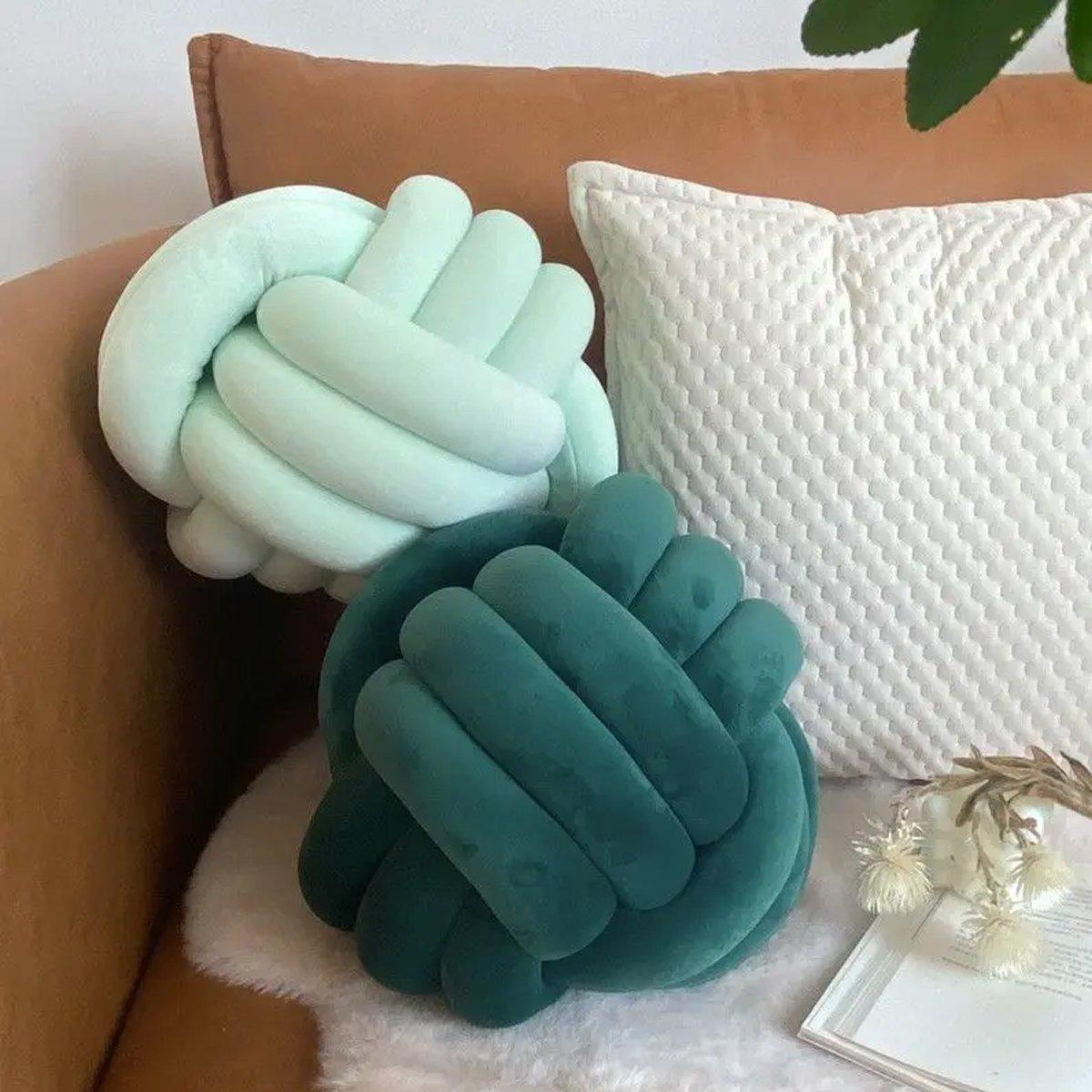 Three-Strand Braided Round Pillow Sofa Cushion Decorative Pillow for Living Room - Dark Blue