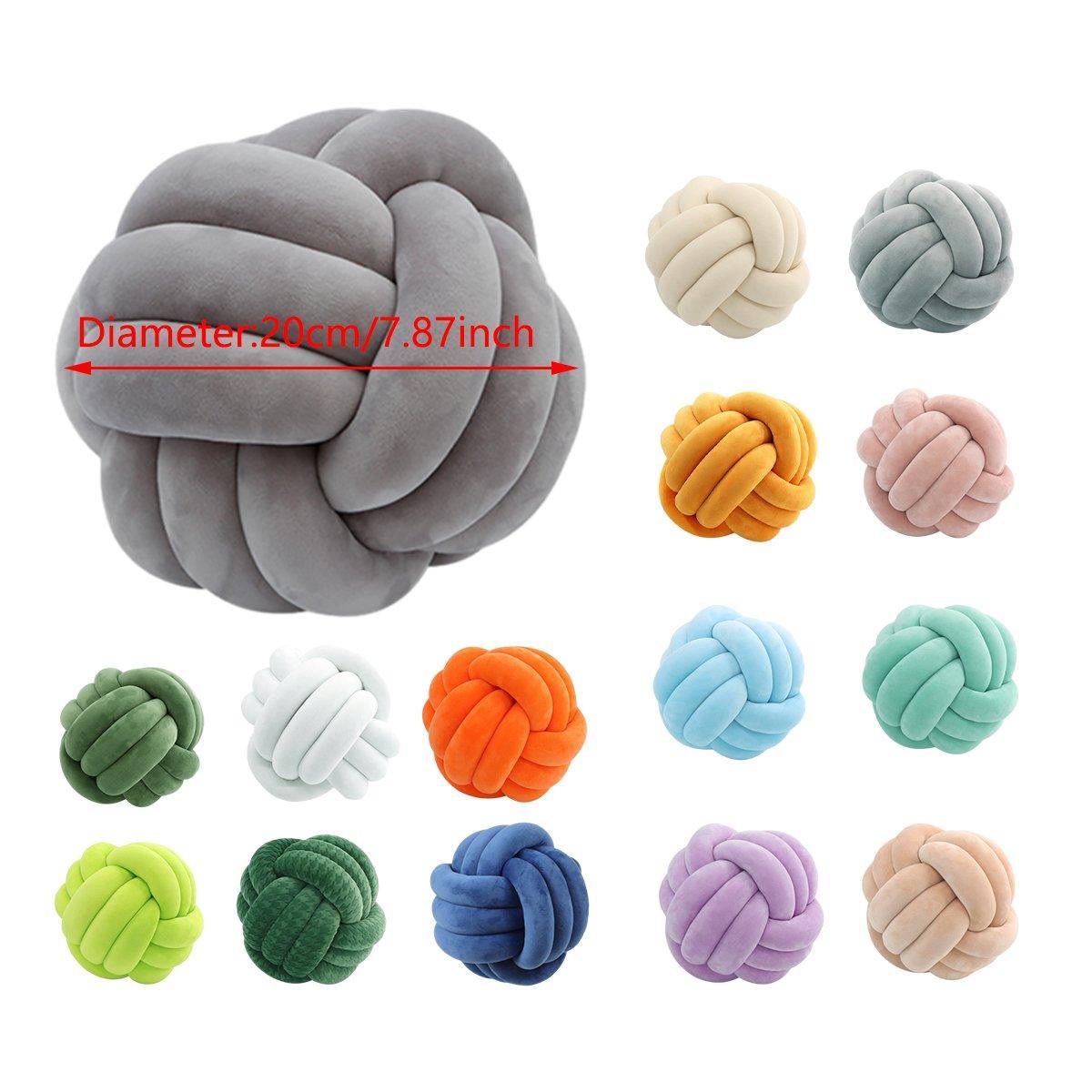 Three-Strand Braided Round Pillow Sofa Cushion Decorative Pillow for Living Room - Light Grey