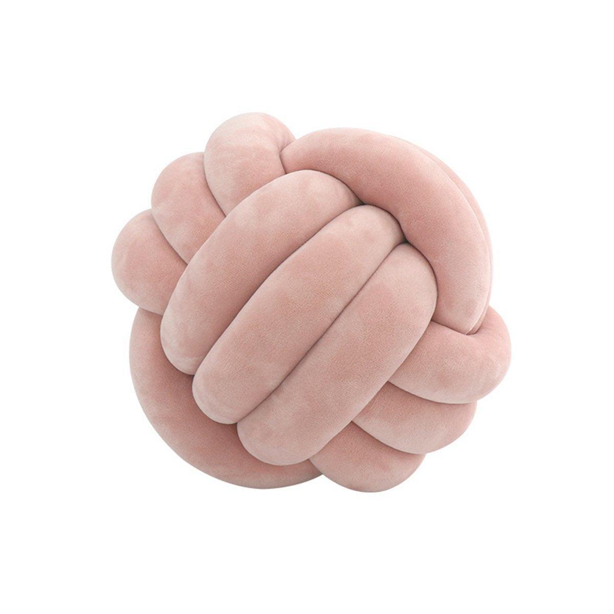 Three-Strand Braided Round Pillow Sofa Cushion Decorative Pillow for Living Room - Pink