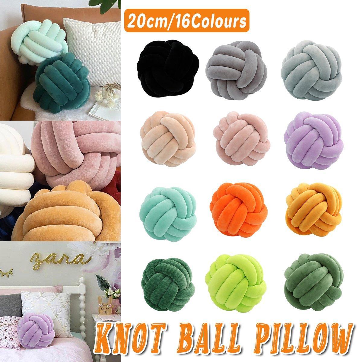Three-Strand Braided Round Pillow Sofa Cushion Decorative Pillow for Living Room - Cream White