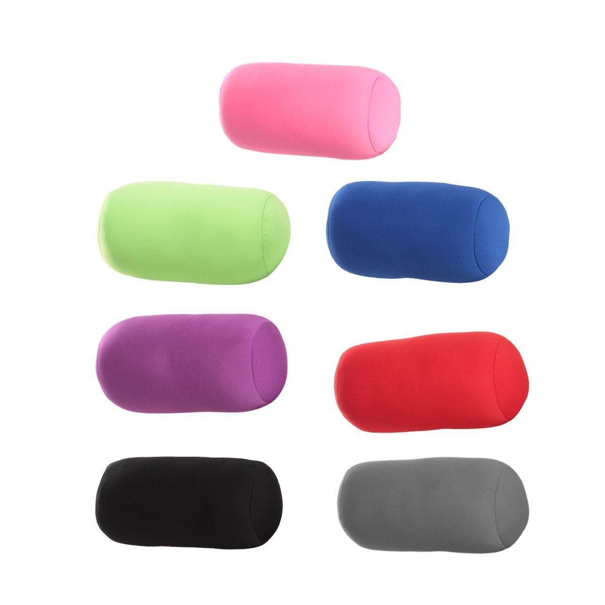 Solid Color Cylindrical Foam Particle Pillow Multi-Functional Neck Waist Support - Grey