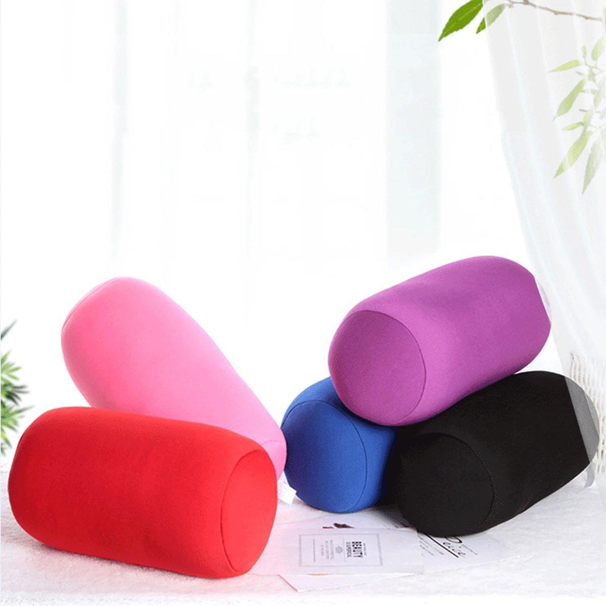 Solid Color Cylindrical Foam Particle Pillow Multi-Functional Neck Waist Support - Grey