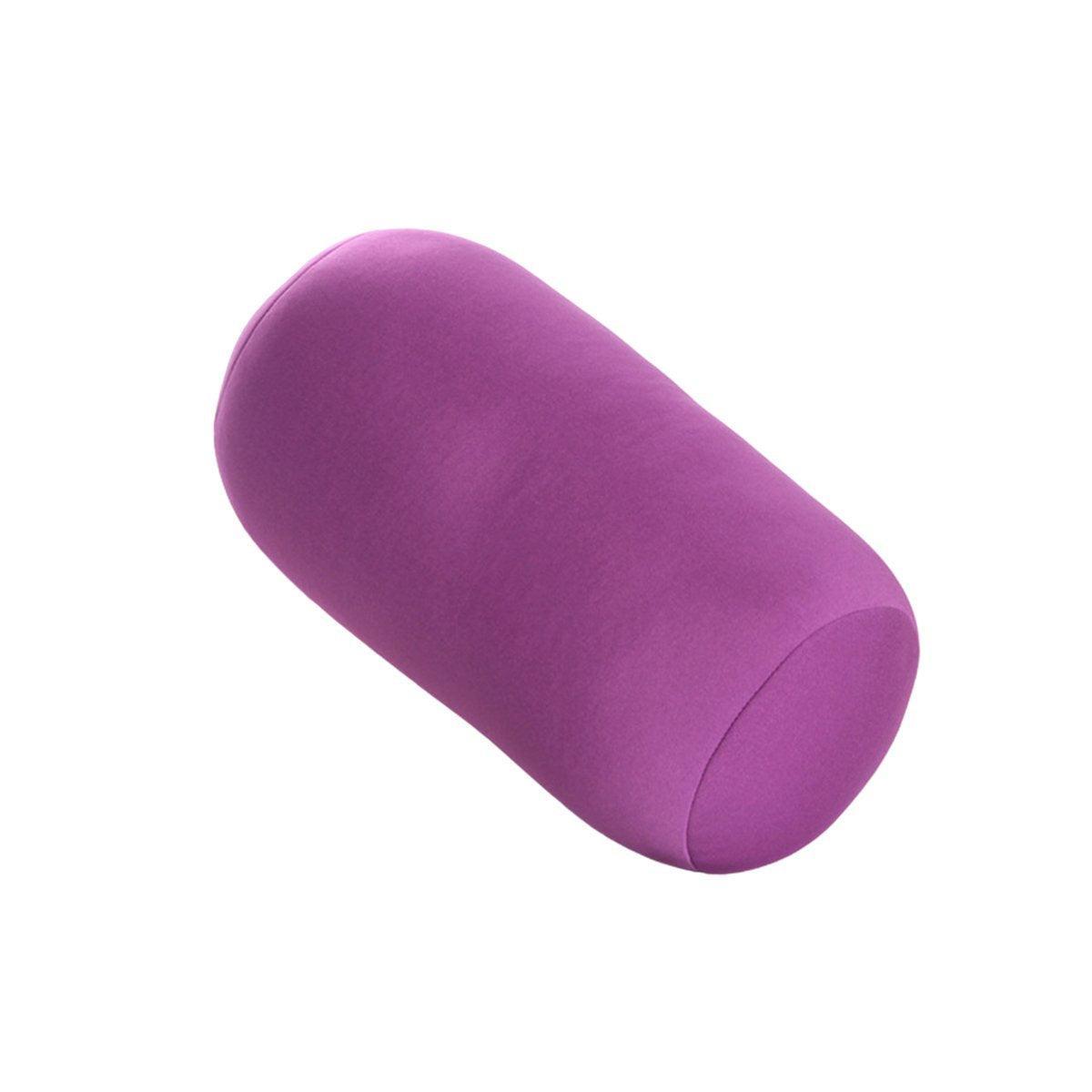 Solid Color Cylindrical Foam Particle Pillow Multi-Functional Neck Waist Support - Grey