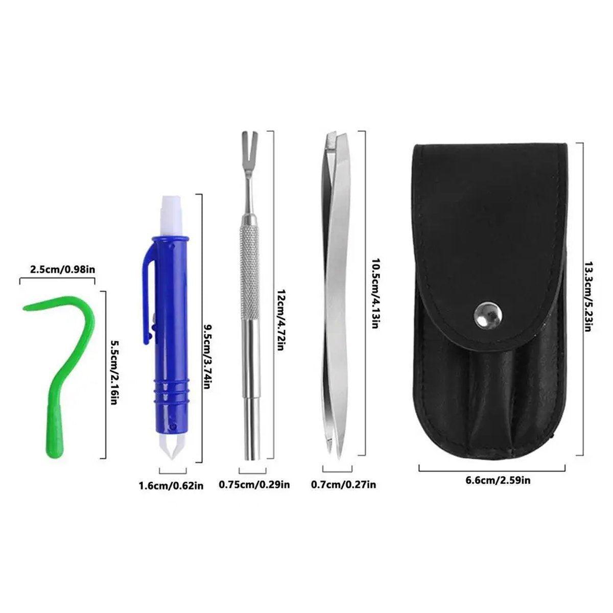 5PCS Pet Flea Tick Removal Tool Set Dog Cat Lice Fork Tweezers Kit Silver Hook