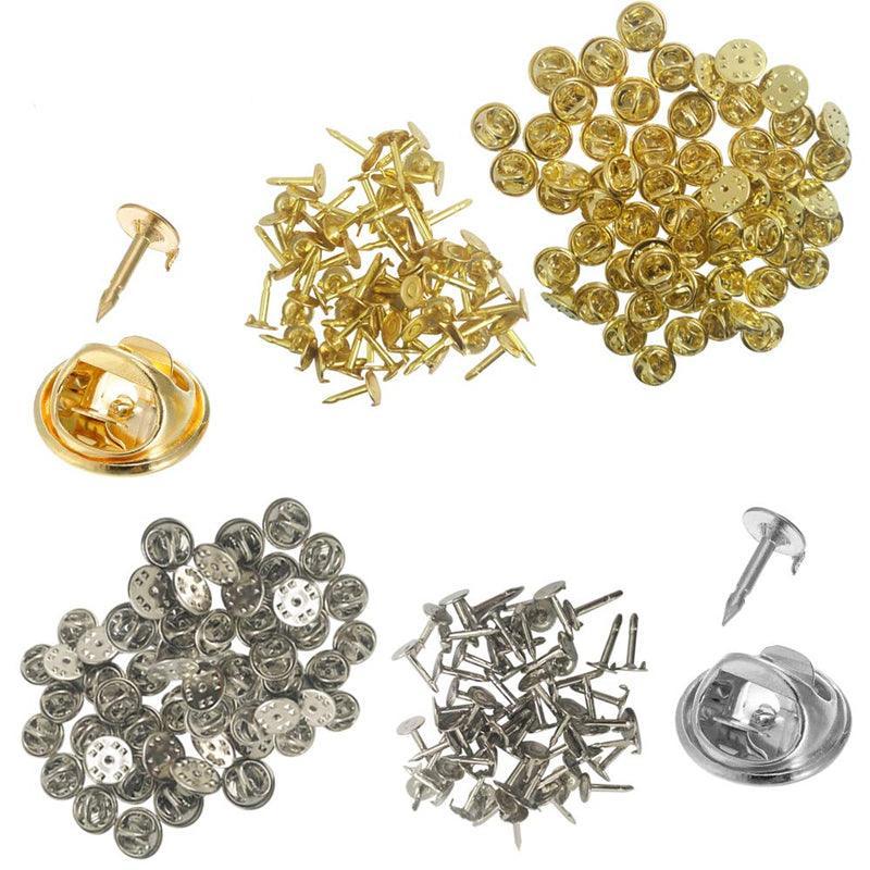 50 Sets Butterfly Clutch Tie Tacks Pin Back Replacement With Blank Cuff Pins - Gold