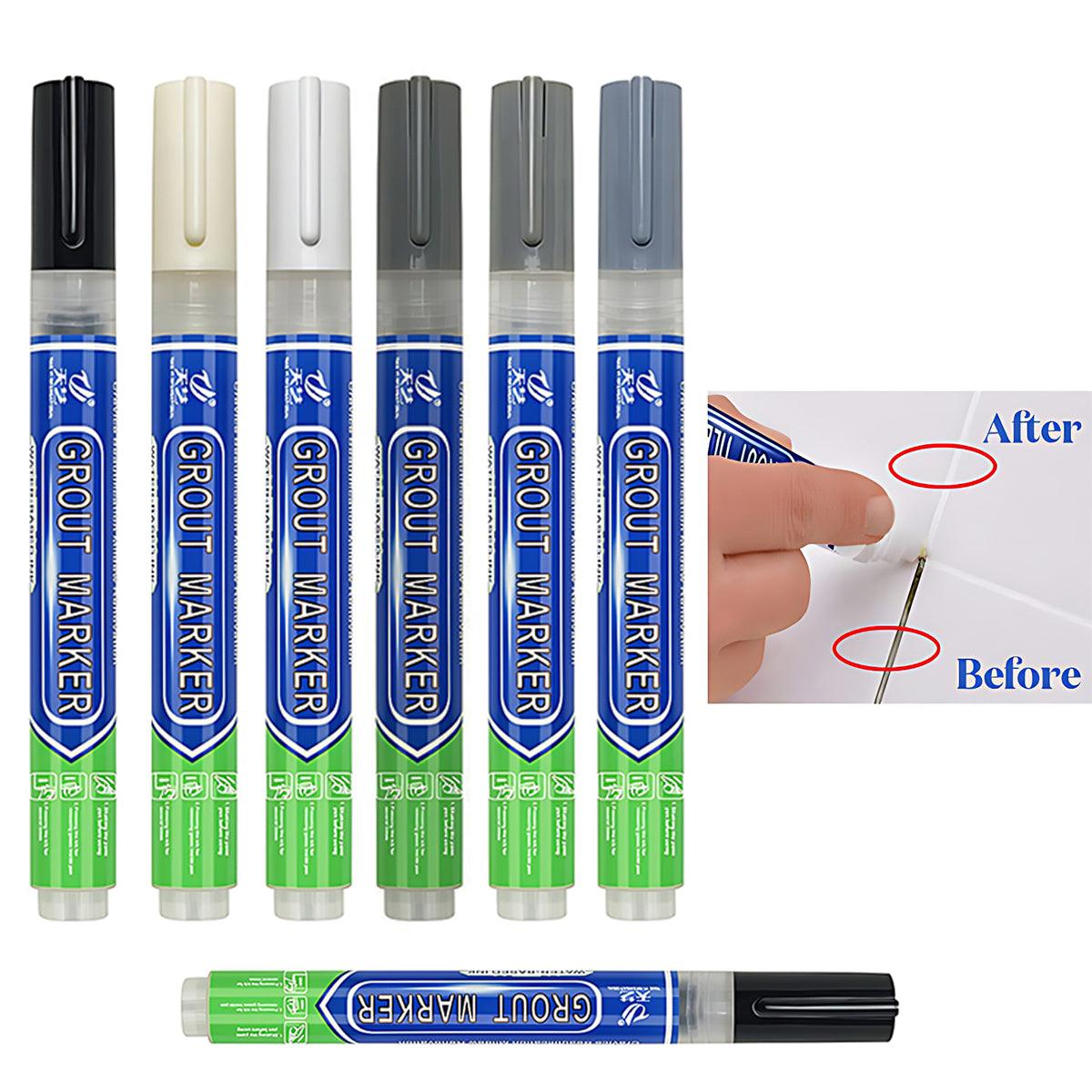 6Colours Tile Repair Pen Styling Wall Gap Grout Refresher Marker Bathroom - Black