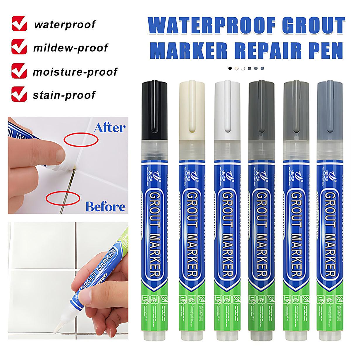 6Colours Tile Repair Pen Styling Wall Gap Grout Refresher Marker Bathroom - Grey