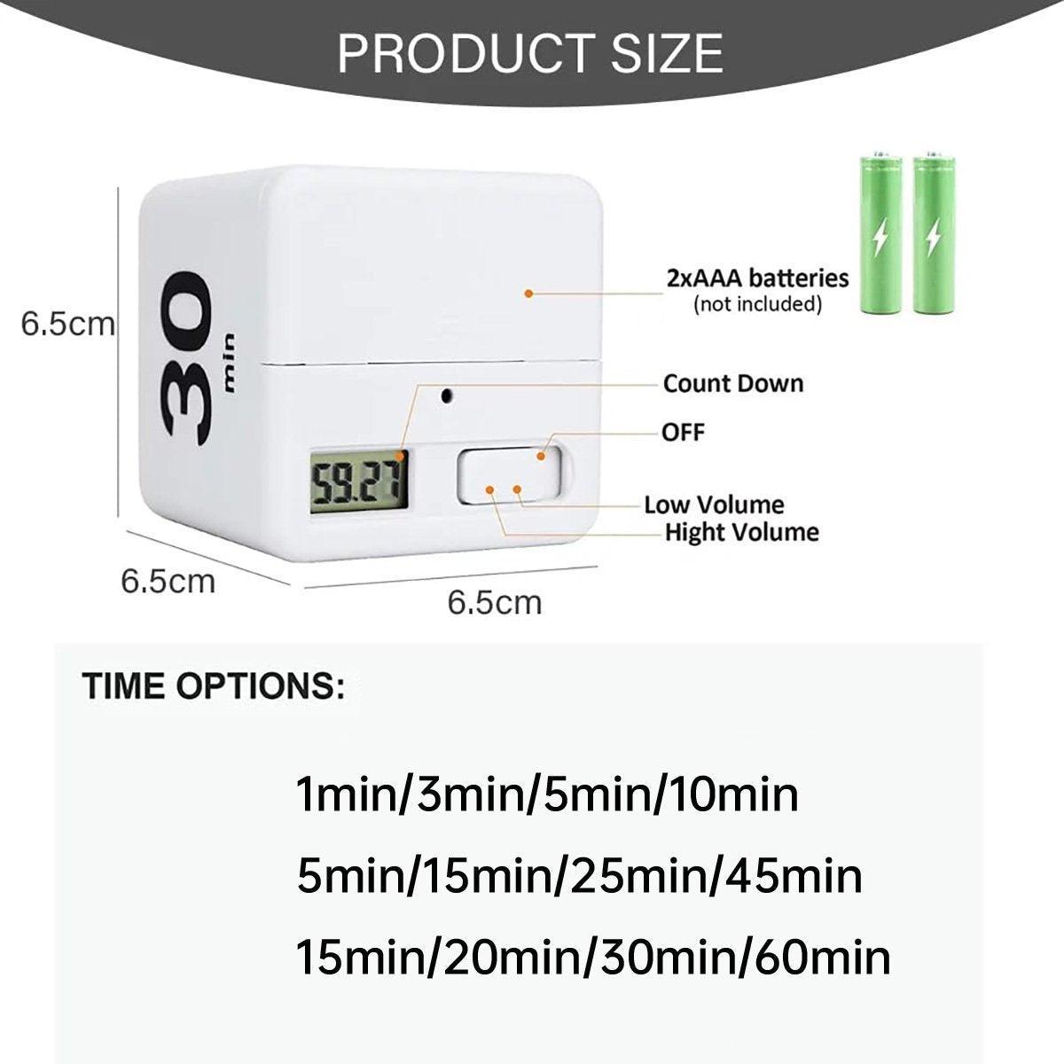 Cubic Timer for Students Time Management Study Exercise Reminder Tool Adjustable - 25-5-45-15