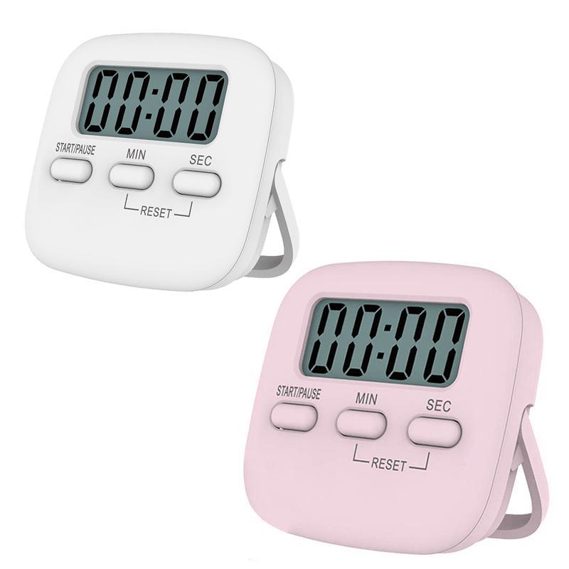 Digital Kitchen Timer 99 Minute Countdown Clock With LCD Display and Metal Mount - Pink