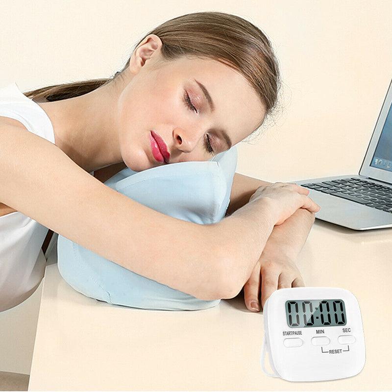 Digital Kitchen Timer 99 Minute Countdown Clock With LCD Display and Metal Mount - White