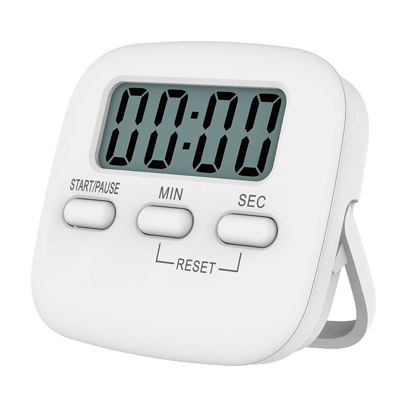 Digital Kitchen Timer 99 Minute Countdown Clock With LCD Display and Metal Mount - White