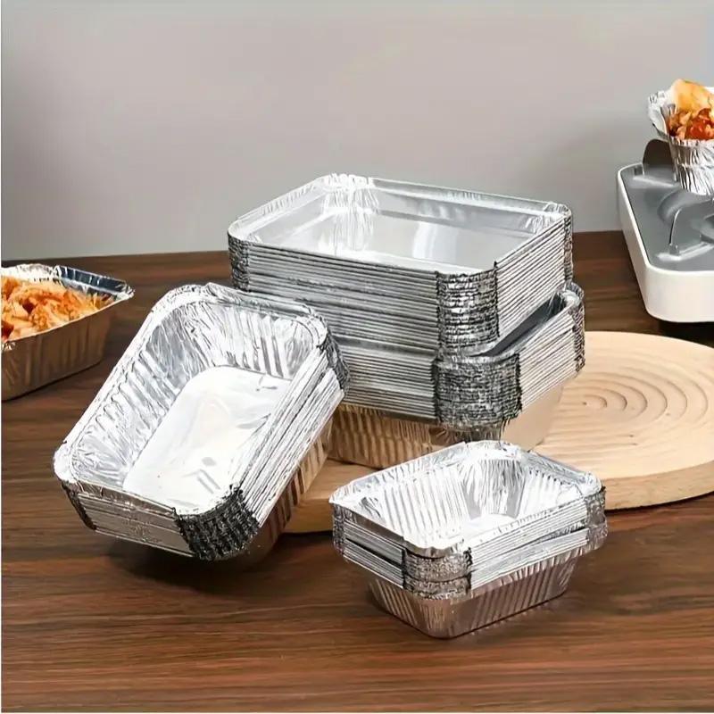 125PCS Disposable Quadrate Tin Foil Pans Oven Grill Safe Non-Stick Baking Trays - 125pcs-850ml