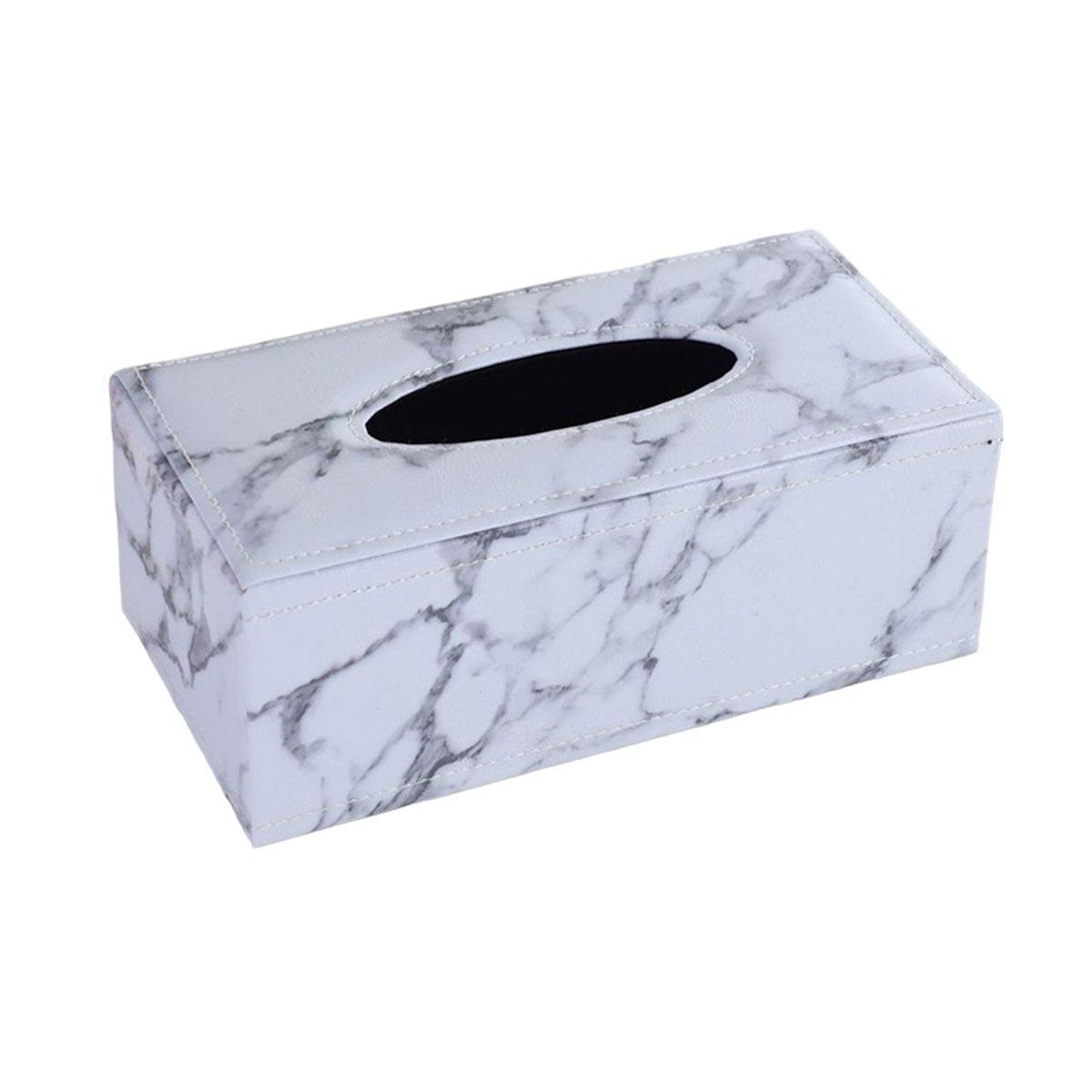 High-End PU Leather Tissue Box Holder for Hotel Home Office Decor Elegant Design - Black Woven Pattern