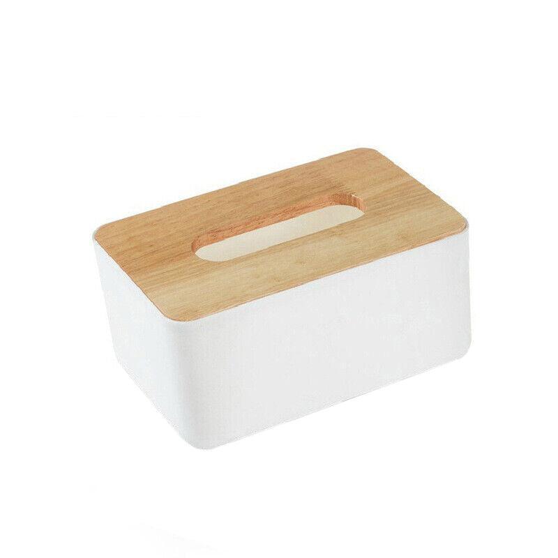 Wooden Lid Tissue Storage Box Dispenser for Napkins Desk Paper Holder Organiser - Pink