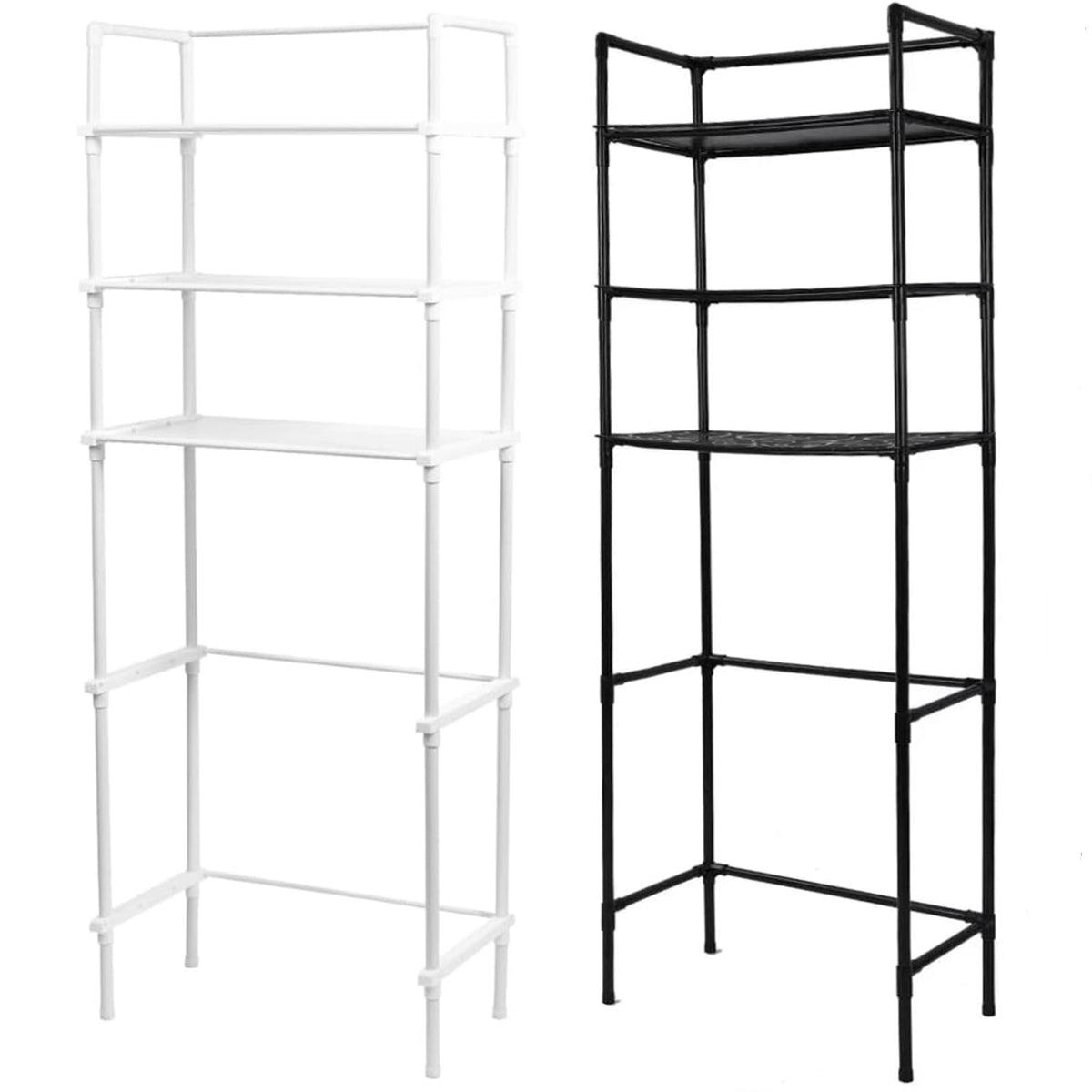 Bathroom Rack Over Toilet Washing Machine Shelf Storage Organizer Stand Unit - Black