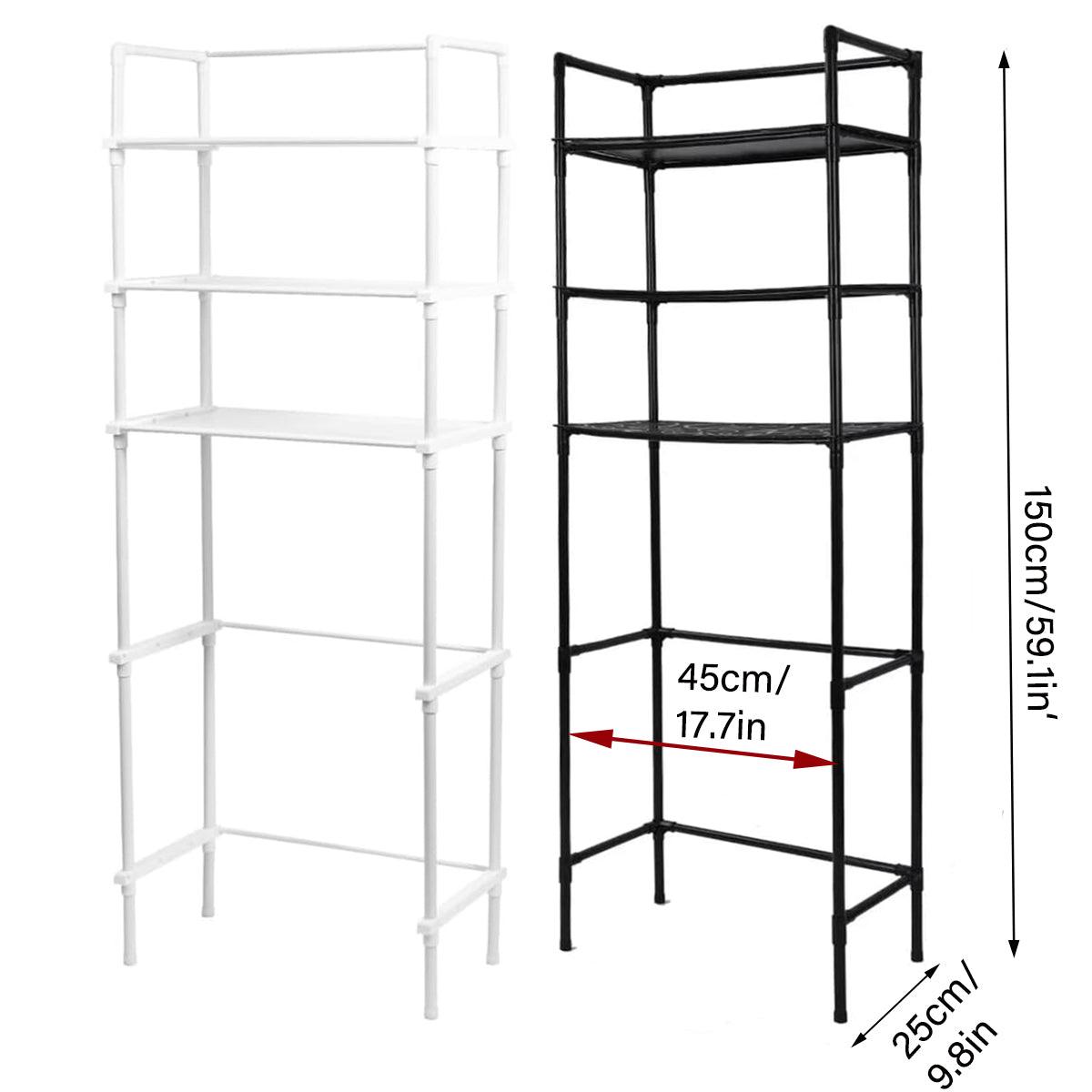 Bathroom Rack Over Toilet Washing Machine Shelf Storage Organizer Stand Unit - Black
