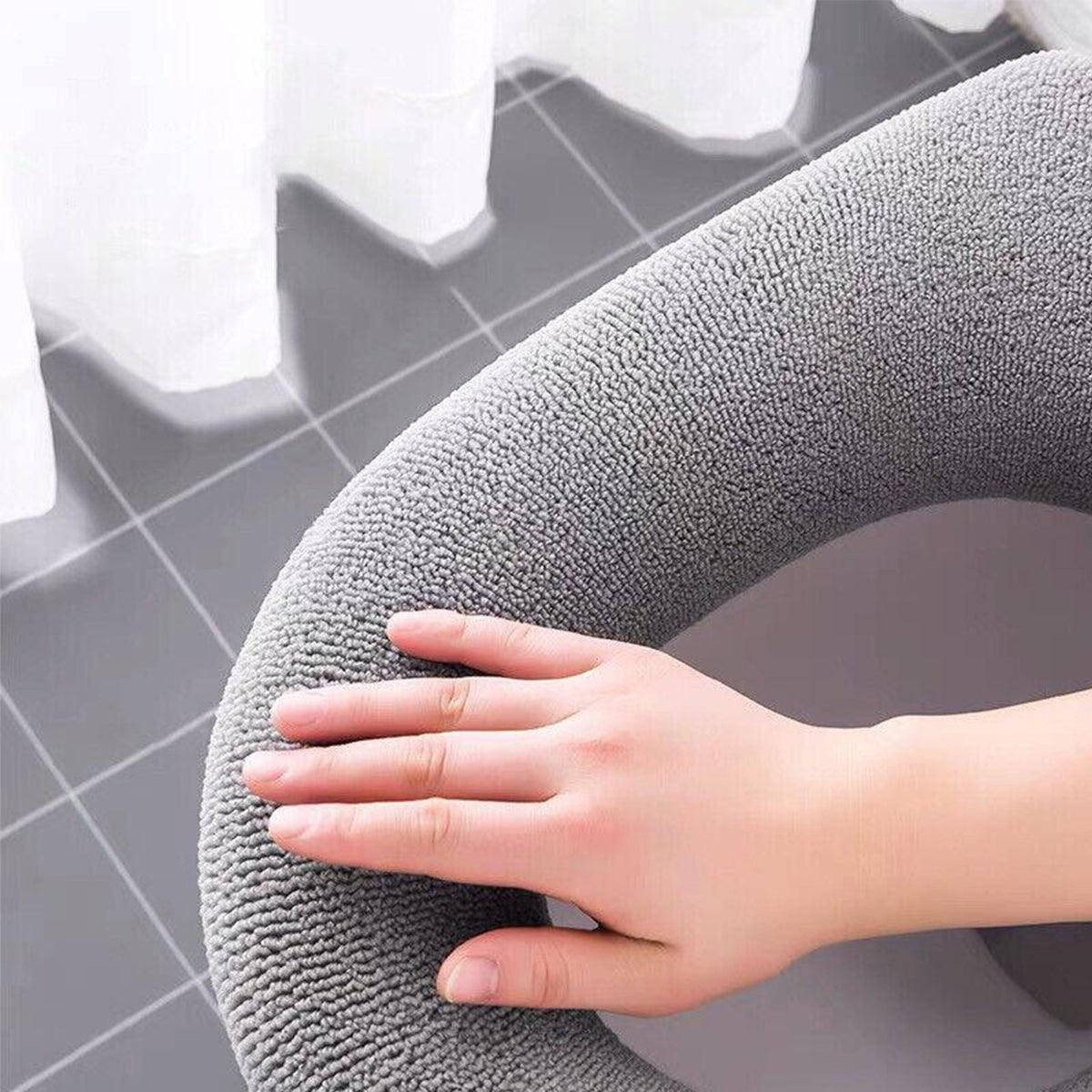 Soft Toilet Seat Bathroom Washable Warmer Cushion Mat Cover Pad Hook New Lid  Au - Blue