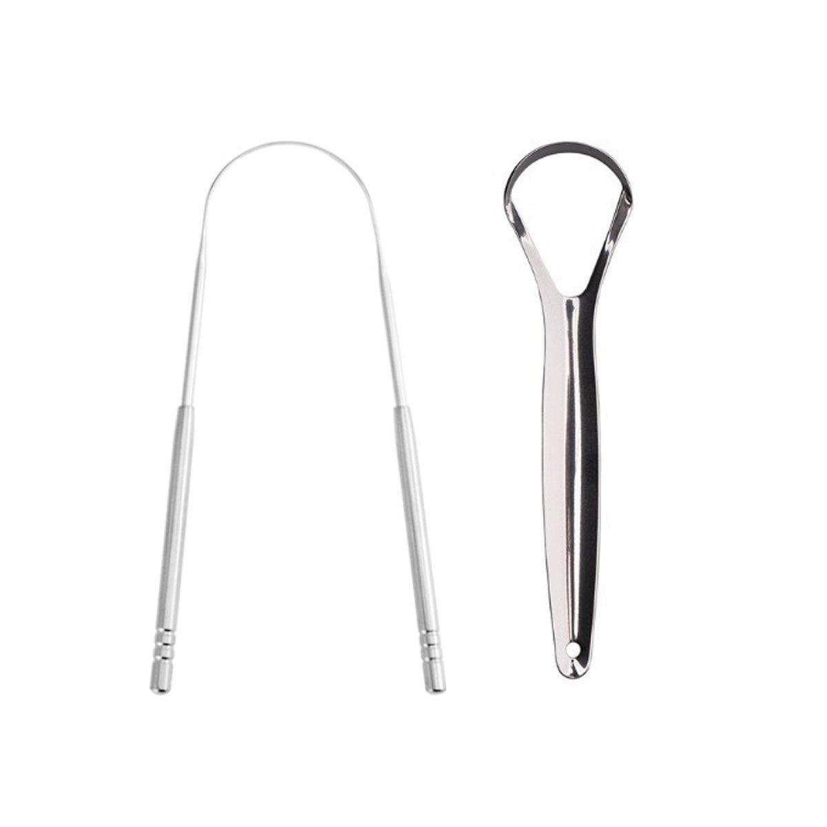 2pcs Stainless Steel Tongue Scraper Oral Tools Tongue Coating Cleaner Device