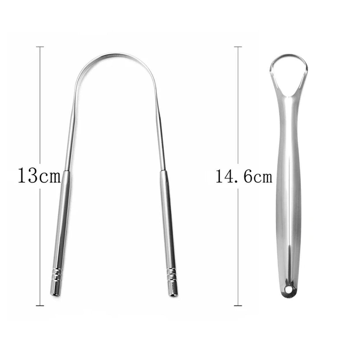 2pcs Stainless Steel Tongue Scraper Oral Tools Tongue Coating Cleaner Device