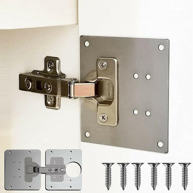 Hinge Repair Plate Rust Resistant Steel Furniture Cupboard Repair Mount Tool - 1SET