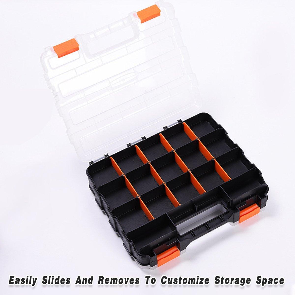 Double Sided Portable Hardware Tools Storage Box Parts Organizer Accessories Box
